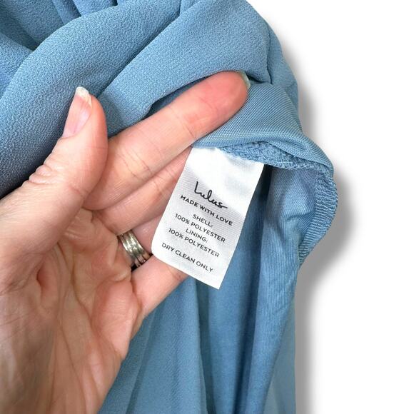 Lulus NWT Heavenly Hues Light Blue Plunging Chiffon Sleeveless Maxi Dress Small - Picture 10 of 10